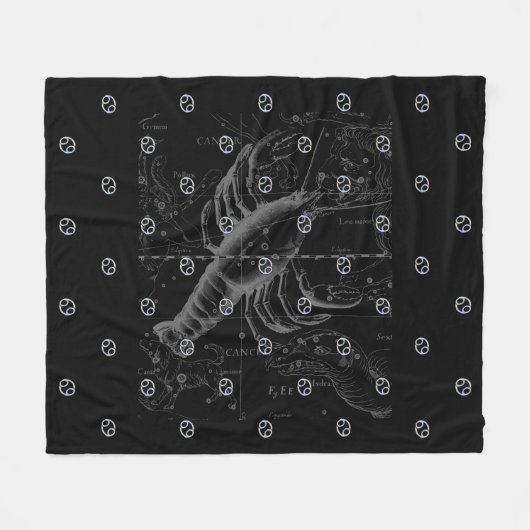 Chrome Style Cancer Zodiac Sign on Hevelius 1690 Fleece Deken (Voorkant (Horizontaal))