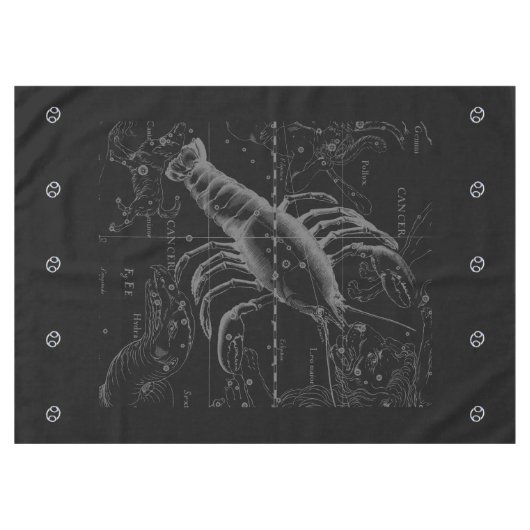 Chrome Style Cancer Zodiac Sign on Hevelius 1690 Tafelkleed (Voorkant (Horizontaal))