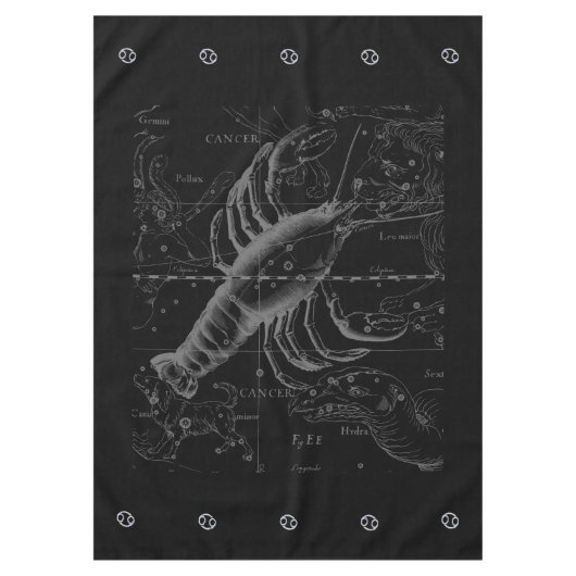 Chrome Style Cancer Zodiac Sign on Hevelius 1690 Tafelkleed (Voorkant)