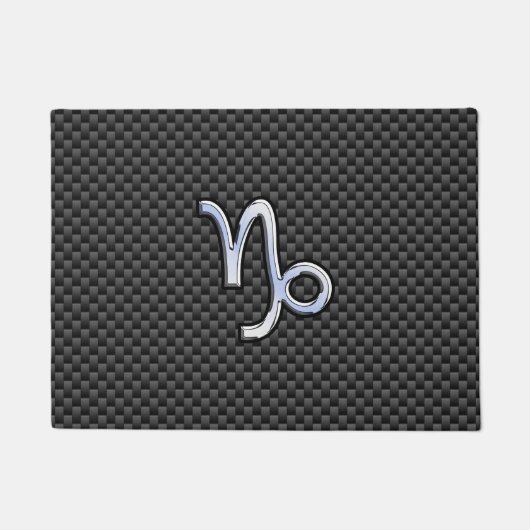 Chrome Style Capricorn-symbool op koolstofvezel Deurmat (Voorkant)