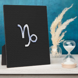 Chrome Style Capricorn Zodiab Sign on Snake style Fotoplaat