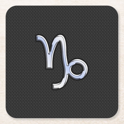 Chrome Style Capricorn Zodiab Sign on Snake style Kartonnen Onderzetters (Voorkant)