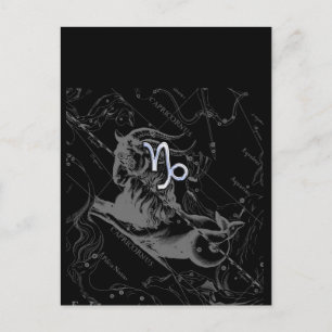 Chrome Style Capricorn Zodiac Sign on Hevelius Briefkaart