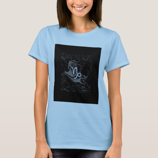 Chrome Style Capricorn Zodiac Sign on Hevelius T-shirt (Voorkant)