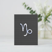 Chrome Style Capricorn Zodiae Sign on Carbon Fibre Briefkaart (Staand voorkant)