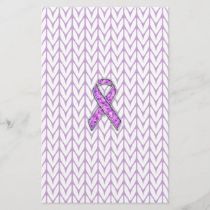Chrome Style Crystal Pink Ribbon Awareness Knit Briefpapier