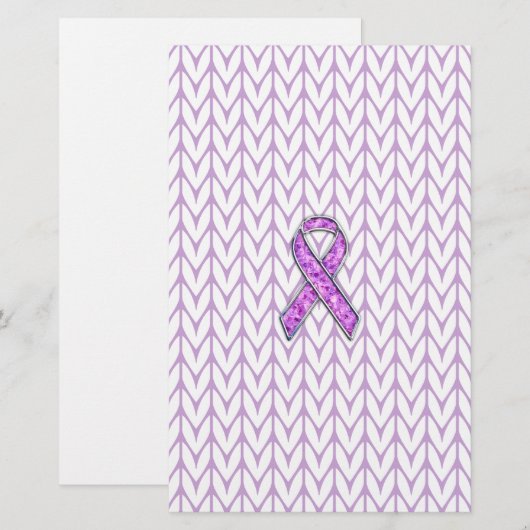 Chrome Style Crystal Pink Ribbon Awareness Knit Briefpapier (Voorkant / Achterkant)