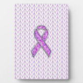 Chrome Style Crystal Pink Ribbon Awareness Knit Fotoplaat (voorkant)