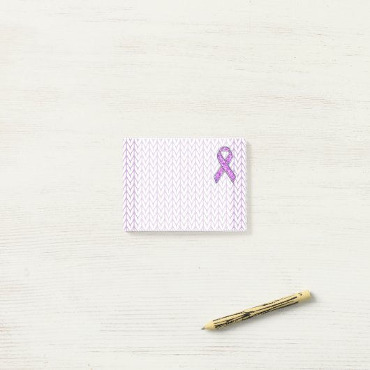 Chrome Style Crystal Pink Ribbon Awareness Knit Post-it® Notes (Op bureau)