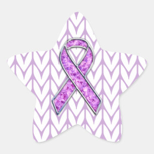 Chrome Style Crystal Pink Ribbon Awareness Knit Ster Sticker