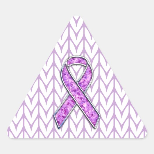 Chrome Style Crystal Pink Ribbon Awareness Knit Sticker (Voorkant)