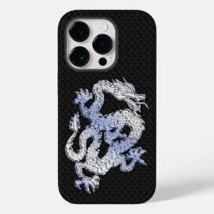 Chrome Style Dragon op zwarte slangenhuid Case-Mate iPhone 14 Pro Hoesje
