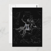 Chrome Style Gemini Zodiac Sign on Hevelius Briefkaart (Voorkant / Achterkant)