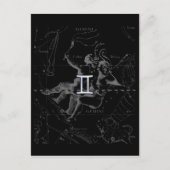 Chrome Style Gemini Zodiac Sign on Hevelius Briefkaart (Voorkant)