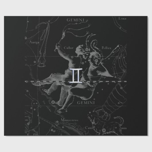 Chrome Style Gemini Zodiac Sign on Hevelius Cadeaupapier (Vlak)