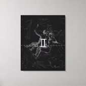 Chrome Style Gemini Zodiac Sign on Hevelius Canvas Afdruk (Voorkant)