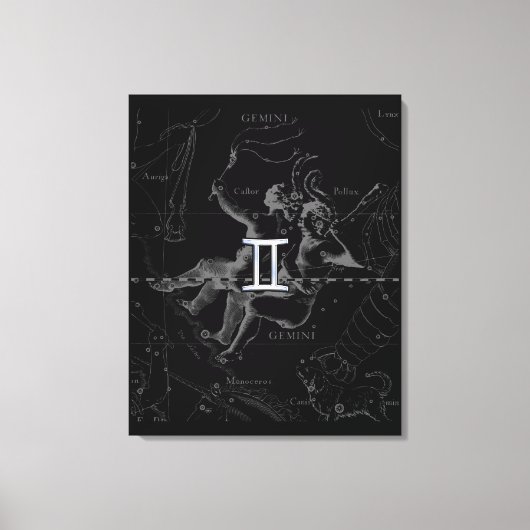 Chrome Style Gemini Zodiac Sign on Hevelius Canvas Afdruk (Voorkant)