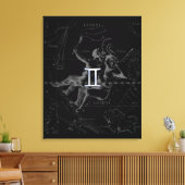 Chrome Style Gemini Zodiac Sign on Hevelius Canvas Afdruk (Insitu (Woonkamer))