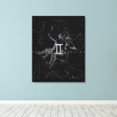 Chrome Style Gemini Zodiac Sign on Hevelius Canvas Afdruk (Insitu (Houten vloer))