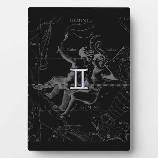 Chrome Style Gemini Zodiac Sign on Hevelius Fotoplaat (voorkant)