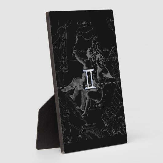 Chrome Style Gemini Zodiac Sign on Hevelius Fotoplaat (Zijkant)