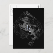 Chrome Style Leo Zodiac Map Hevelius 1690 Briefkaart (Voorkant / Achterkant)