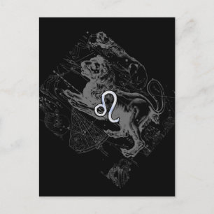 Chrome Style Leo Zodiac Map Hevelius 1690 Briefkaart