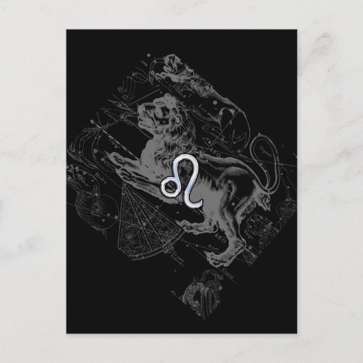 Chrome Style Leo Zodiac Map Hevelius 1690 Briefkaart (Voorkant)