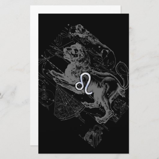 Chrome Style Leo Zodiac Map Hevelius 1690 Briefpapier (Voorkant / Achterkant)