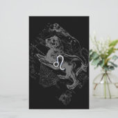 Chrome Style Leo Zodiac Map Hevelius 1690 Briefpapier (Staand voorkant)