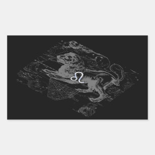 Chrome Style Leo Zodiac Map Hevelius 1690 Rechthoekige Sticker