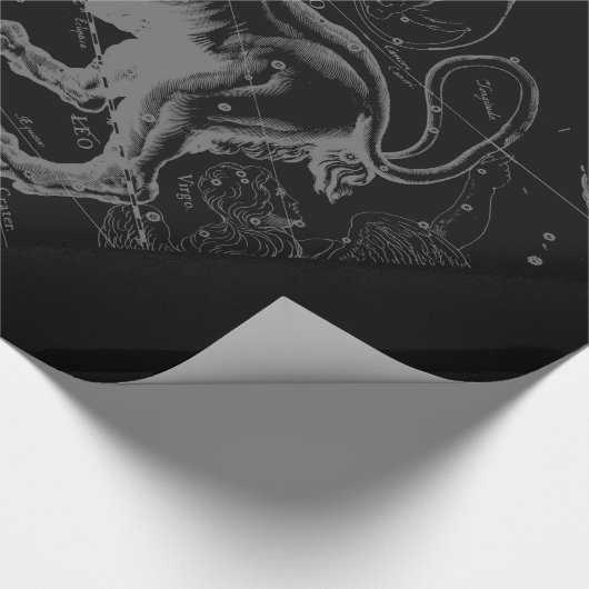 Chrome Style Leo Zodiac Sign on Hevelius Cadeaupapier (Hoek)