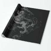 Chrome Style Leo Zodiac Sign on Hevelius Cadeaupapier (Uitgerold)