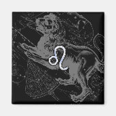 Chrome Style Leo Zodiac Sign on Hevelius Magneet (Voorkant)