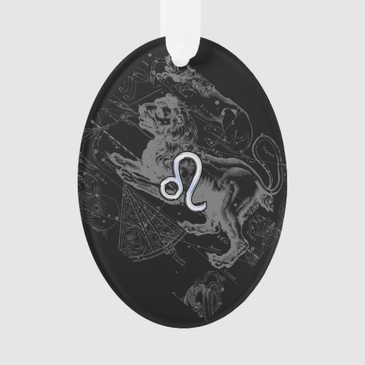 Chrome Style Leo Zodiac Sign on Hevelius Ornament (voorkant)