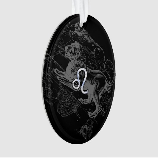 Chrome Style Leo Zodiac Sign on Hevelius Ornament (voorkant)