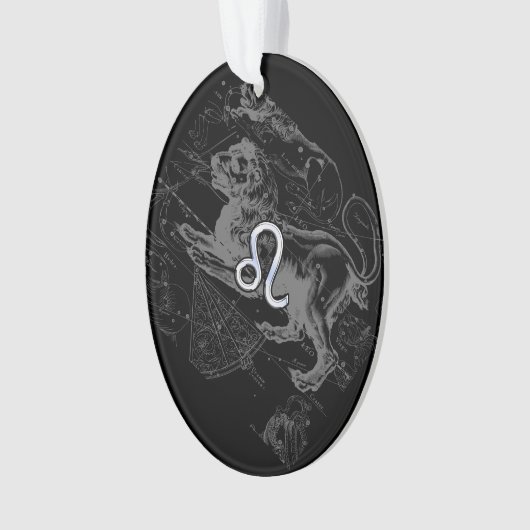 Chrome Style Leo Zodiac Sign on Hevelius Ornament (voorkant)