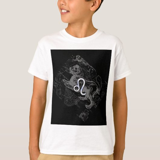 Chrome Style Leo Zodiac Sign on Hevelius T-shirt (Voorkant)
