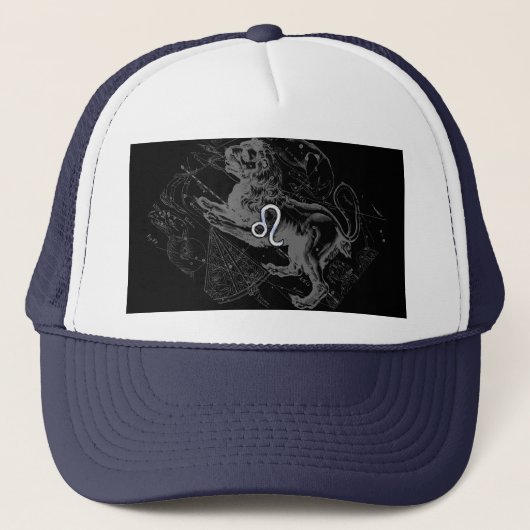 Chrome Style Leo Zodiac Sign on Hevelius Trucker Pet (Voorkant)