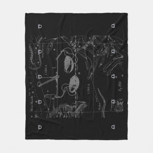 Chrome Style Libra Zodiac Sign on Hevelius Fleece Deken (Voorkant)