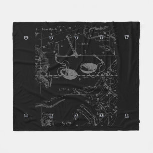 Chrome Style Libra Zodiac Sign on Hevelius Fleece Deken