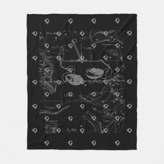 Chrome Style Libra Zodiac Sign on Hevelius Fleece Deken (Voorkant)