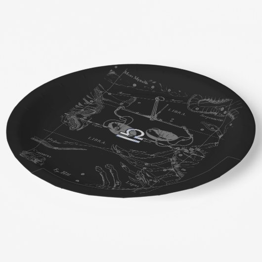 Chrome Style Libra Zodiac Sign on Hevelius Papieren Bordje (Gekanteld)