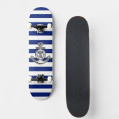 Chrome Style Lifesaver op Nautical Stripes Persoonlijk Skateboard (Voorkant)