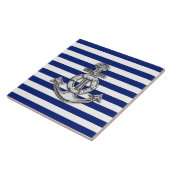 Chrome Style Lifesaver op Nautical Stripes Tegeltje (Zijkant)