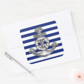 Chrome Style Lifesaver op Nautical Stripes Vierkante Sticker (Envelop)