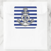 Chrome Style Lifesaver op Nautical Stripes Vierkante Sticker (Tas)