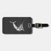 Chrome Style Marlin op koolstofvezel Bagagelabel (Voorkant horizontaal)