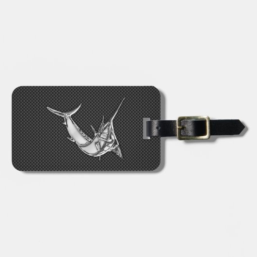 Chrome Style Marlin op koolstofvezel Bagagelabel (Voorkant horizontaal)