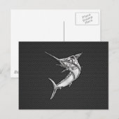 Chrome Style Marlin op koolstofvezel Briefkaart (Voorkant / Achterkant)